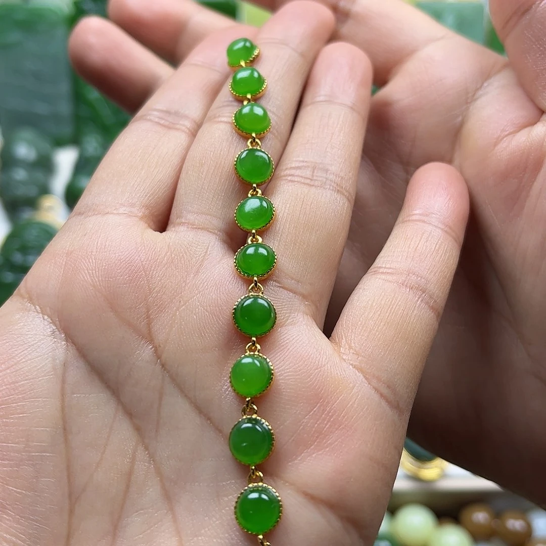 和田玉手链银S925镶嵌