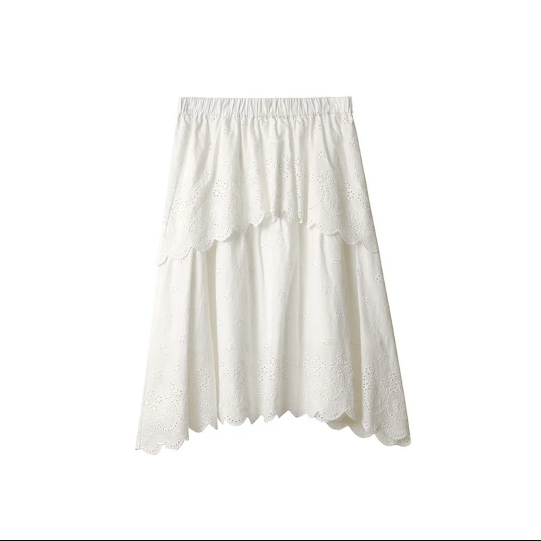 【Vena label设计师品牌】设计师品牌25春夏新品白色蕾丝双层半身裙