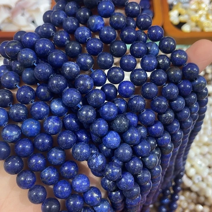 玛瑙/玉髓合金珠宝半成品一条8mm青金石圆珠