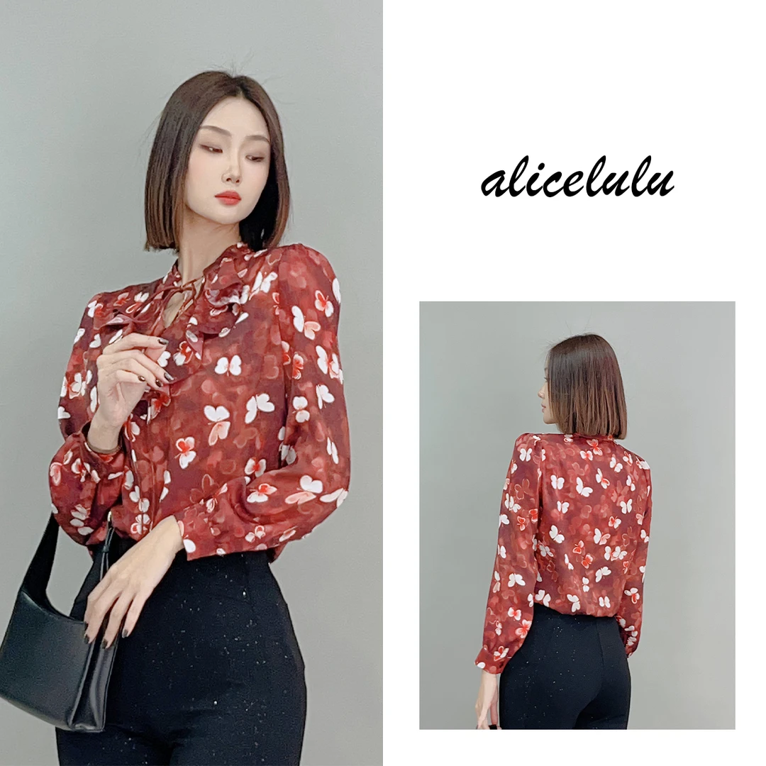 1 ALICE “蝴蝶花”衬衫 优雅花边 明媚显瘦 S2141061W