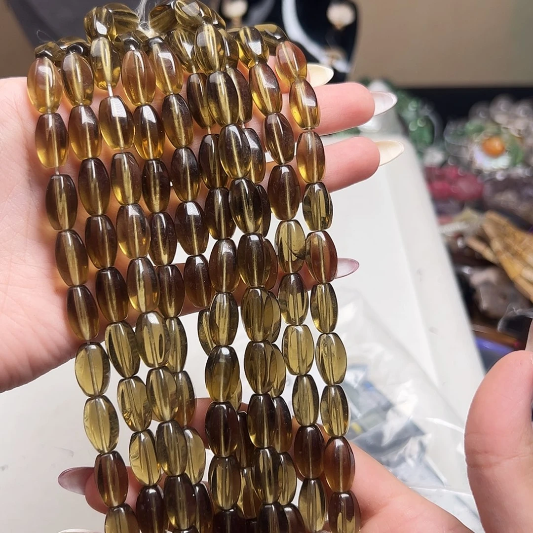 玛瑙/玉髓合金珠宝半成品d96 茶晶切面一条