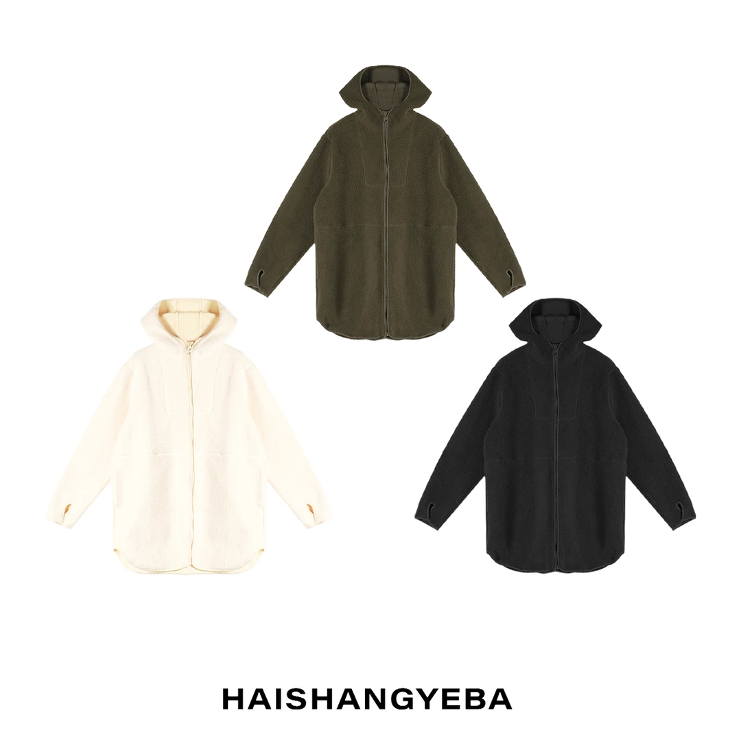 【海上叶爸】新款2025秋冬百搭棉连帽宽松拉链厚款摇粒绒外套