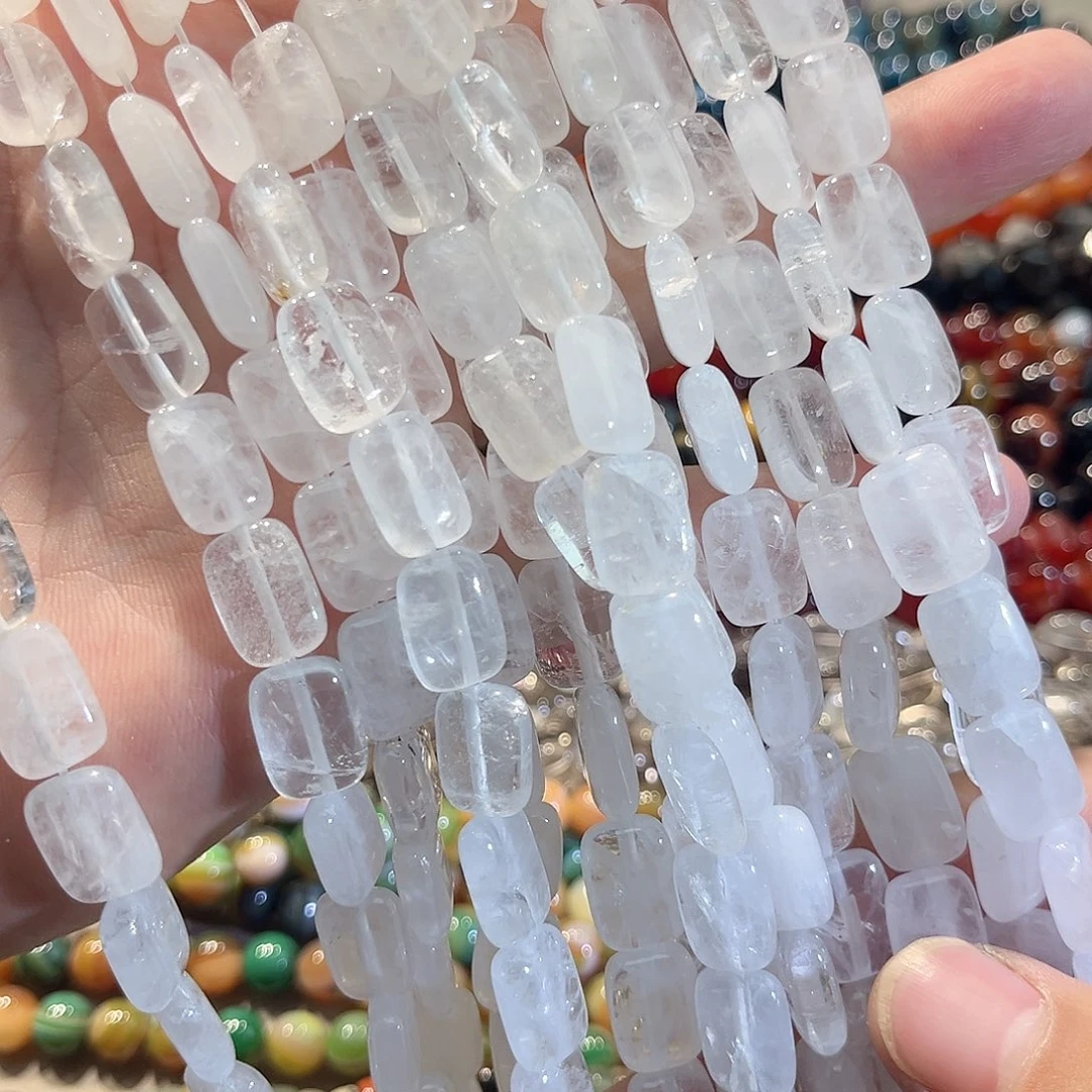合金玛瑙/玉髓珠宝半成品白水晶无事牌一条10x14mm