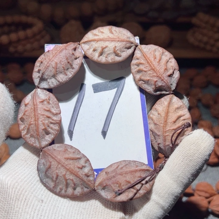 手串桃核天*异形树叶核桃手串17