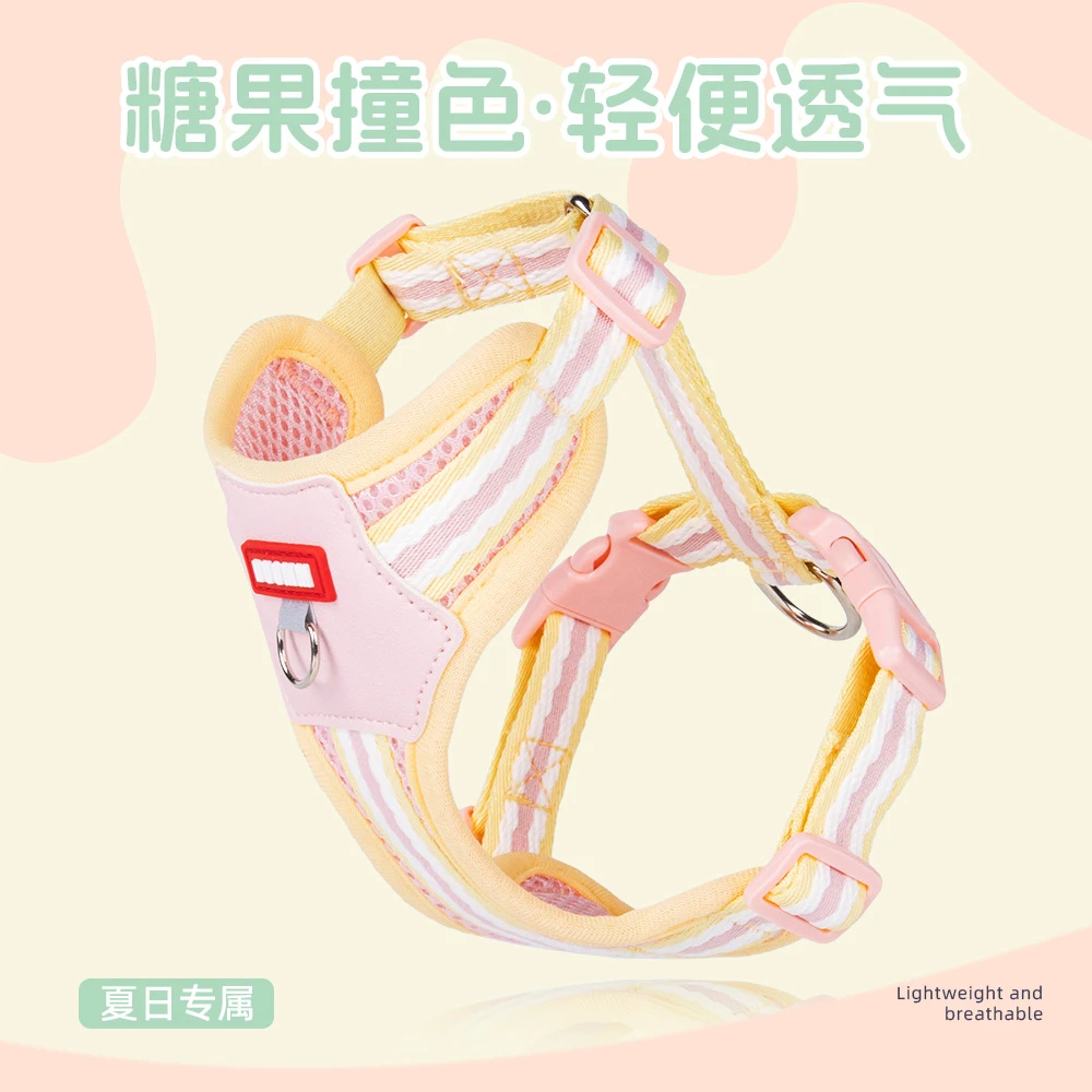 夏季狗狗胸背带工字型宠物胸背透气溜狗绳外出牵引绳轻便撞色