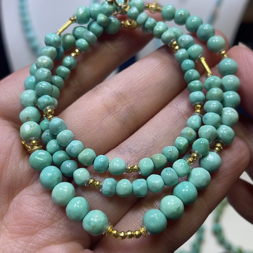 绿松石18K金镶嵌锁骨链