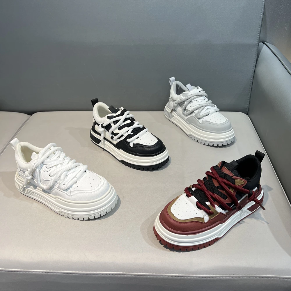 春秋低帮秋季增高素面厚底板鞋老爹鞋软底软面舒适轻奢时尚休闲鞋