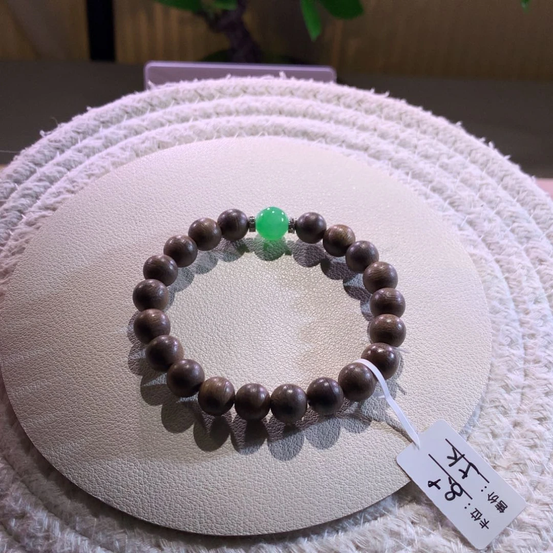 散珠翡翠天然缅a绿色单珠8.7mm