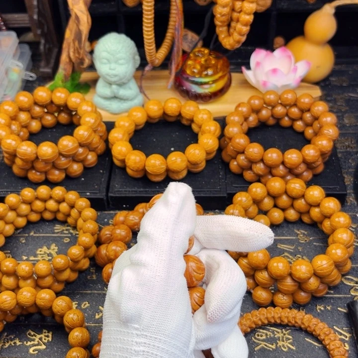 桃核手串照***做16尺寸龙文