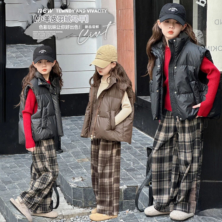 联名娑奈女童马甲秋冬款2025新款背心中大童羽绒棉加厚外穿