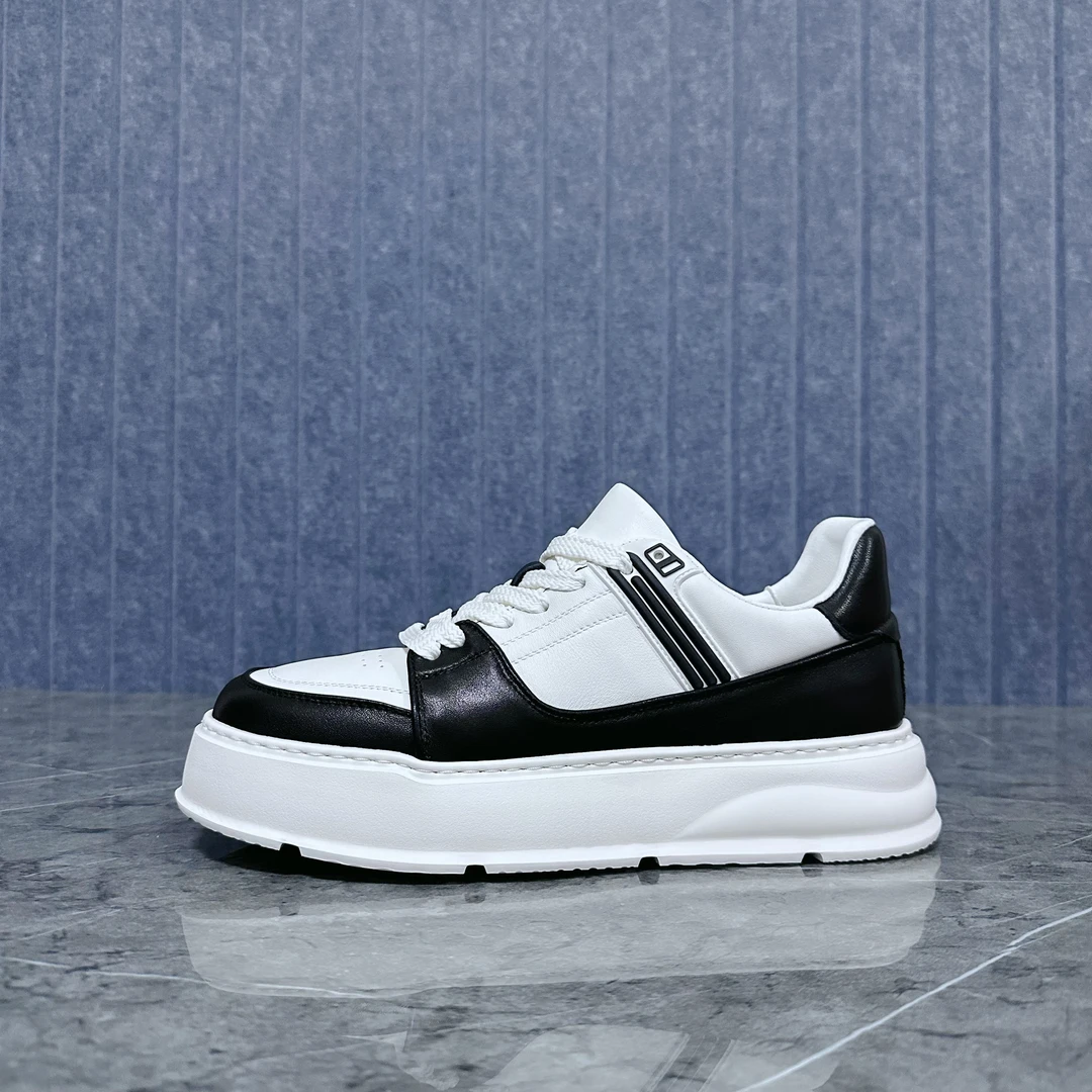 S90黑白-头层牛皮男士时尚休闲百搭男鞋