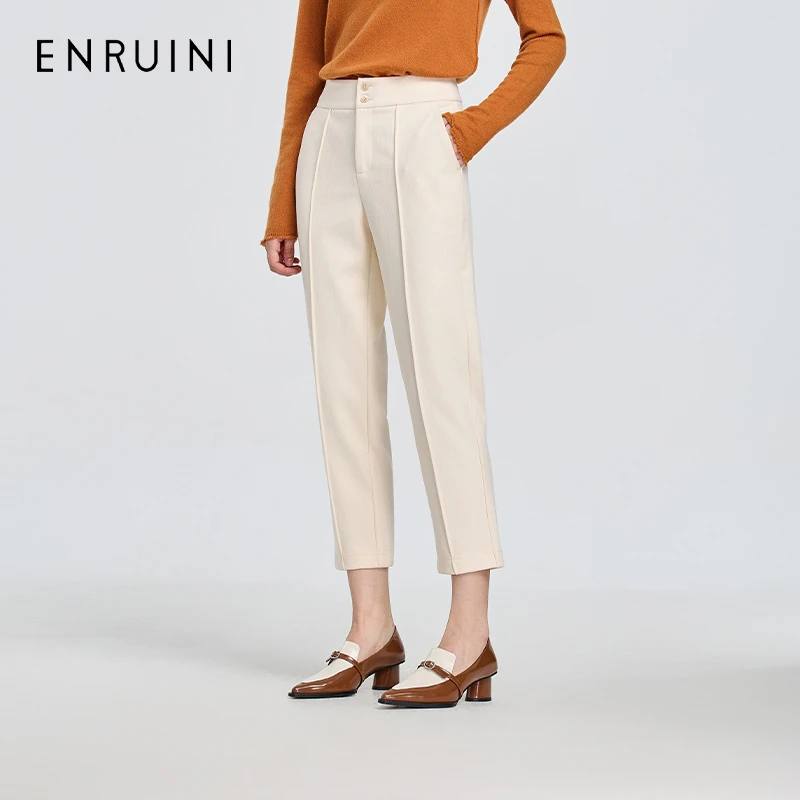 恩瑞妮2025款秋休闲裤锥形裤九分裤休闲高腰长裤通勤ERDKOB516