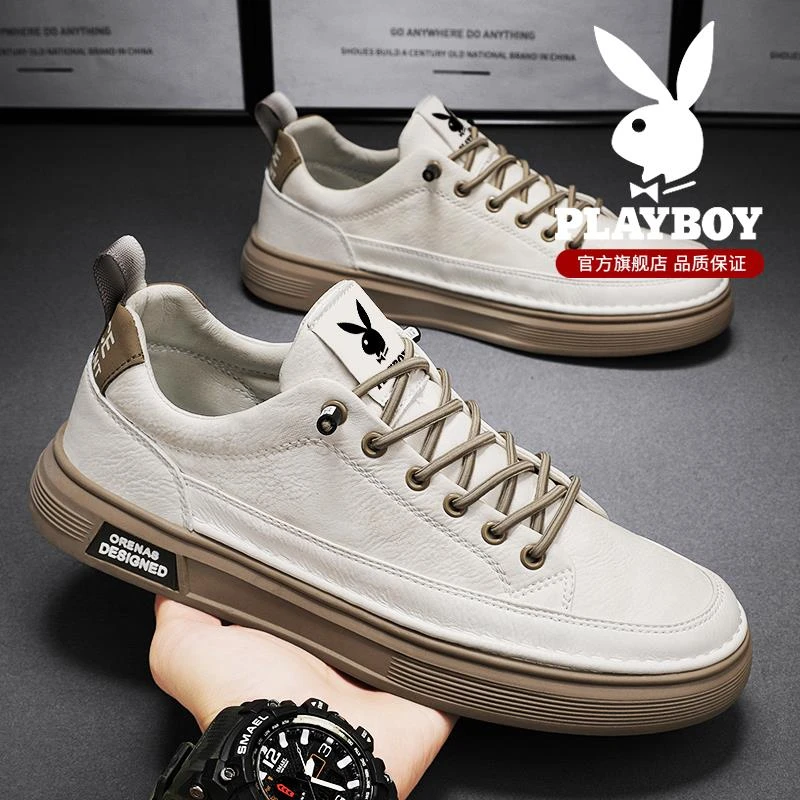 花花公子男鞋2025新款冬季防滑百搭厚底板鞋耐磨冬季透气厚底男鞋