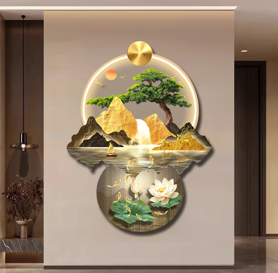 D263玄迎客松关墙正对入户门壁画入户玄关装饰画正对门玄关捡漏1