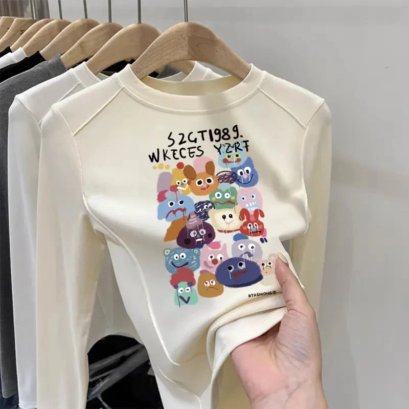 【现货速发】儿童长袖ins卡通印花T恤男女童秋冬打底衫上衣圆领内搭