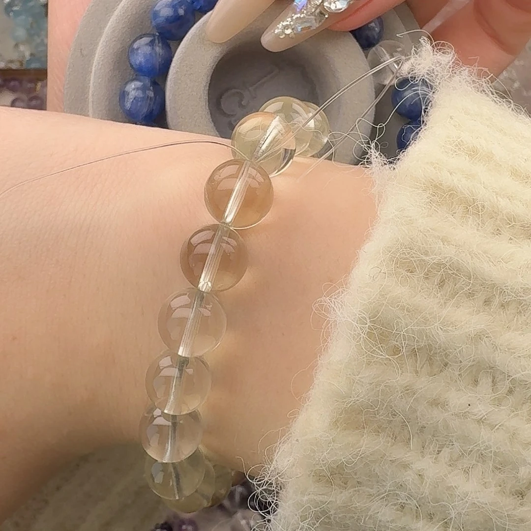 烟晶手链银S925镶嵌好