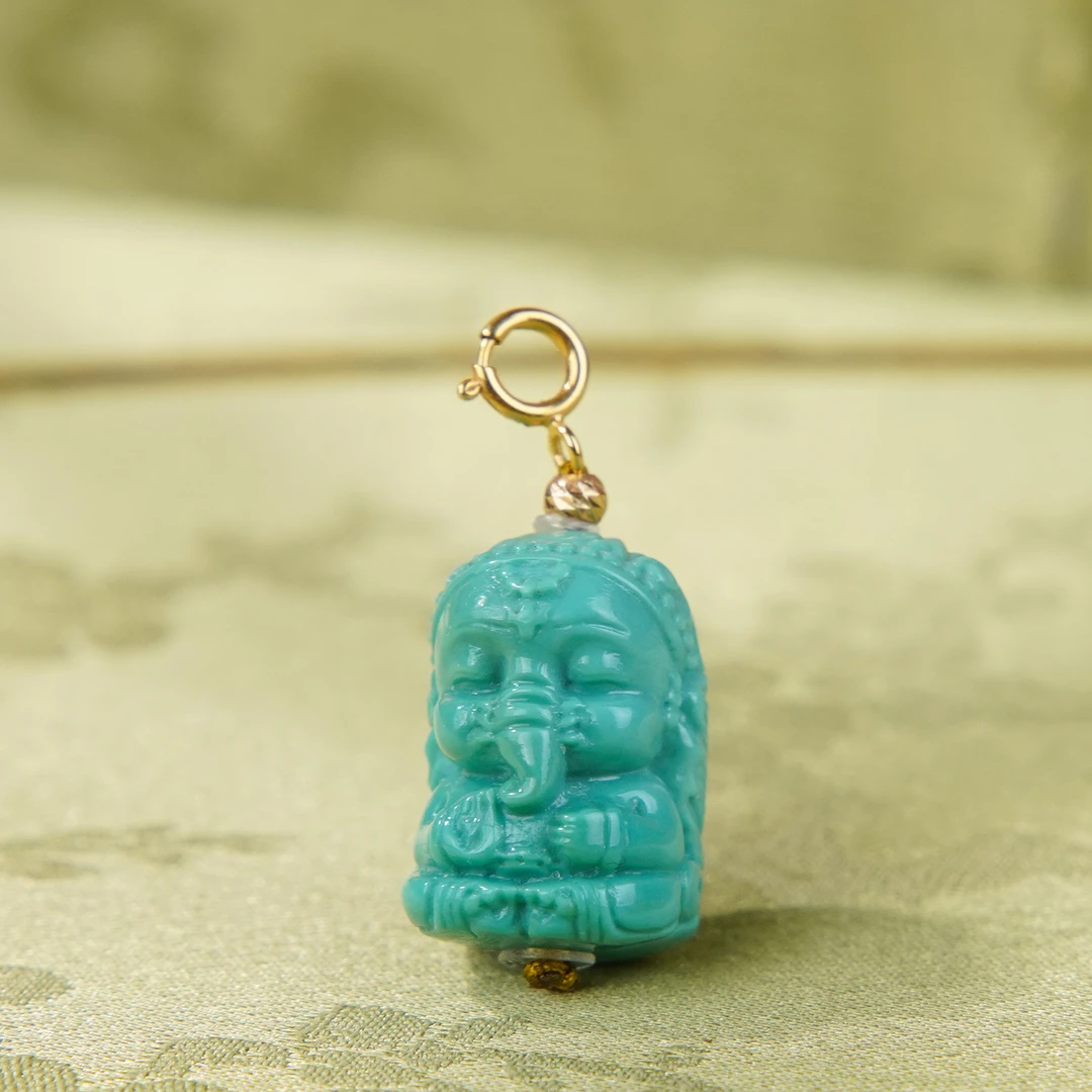 绿松象神吊坠18k/ZB00052