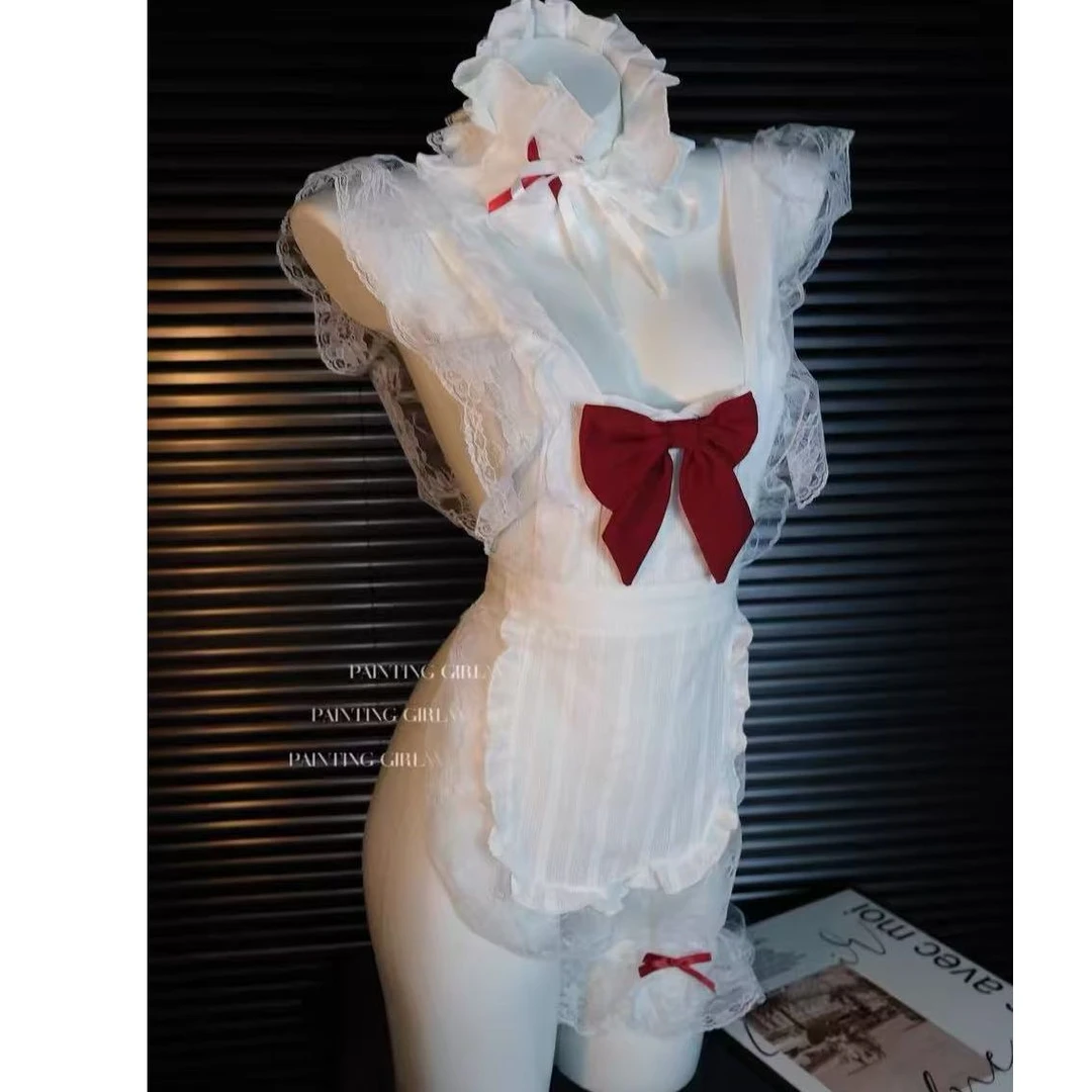 （攻心计划）80-120斤纯欲乖乖女睡裙蕾丝荷叶边连衣裙套装洛丽塔