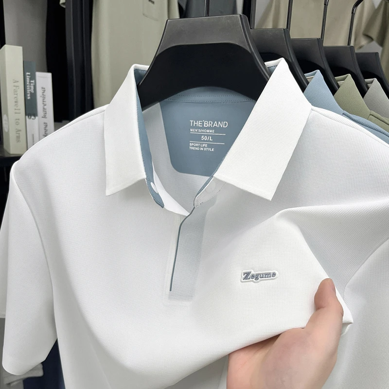 【高奢锦氨无痕】夏季冰丝polo衫男士商务休闲时尚高品翻领t恤衫
