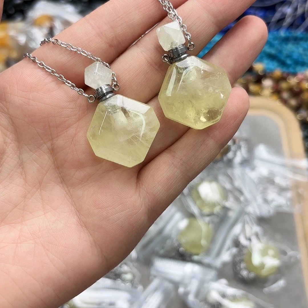 玛瑙/玉髓未镶嵌珠宝半成品柠檬晶香水瓶一颗