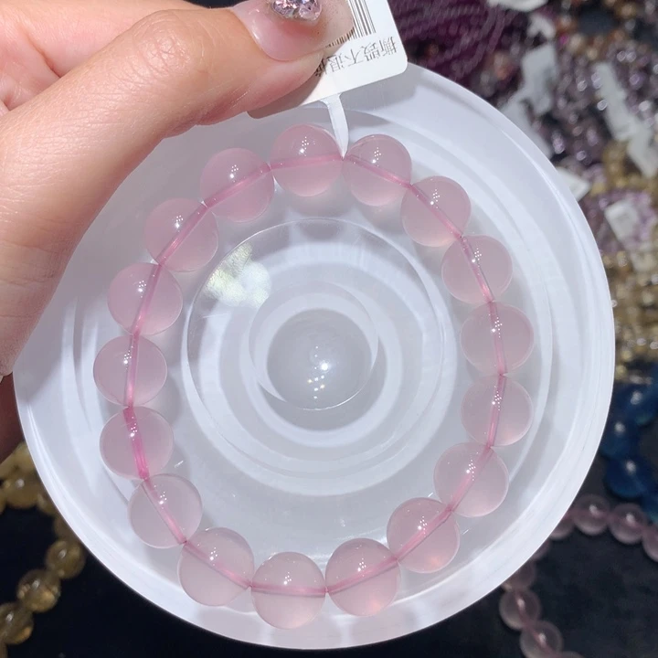 水晶手串未镶嵌高冰星光粉晶卡12mm