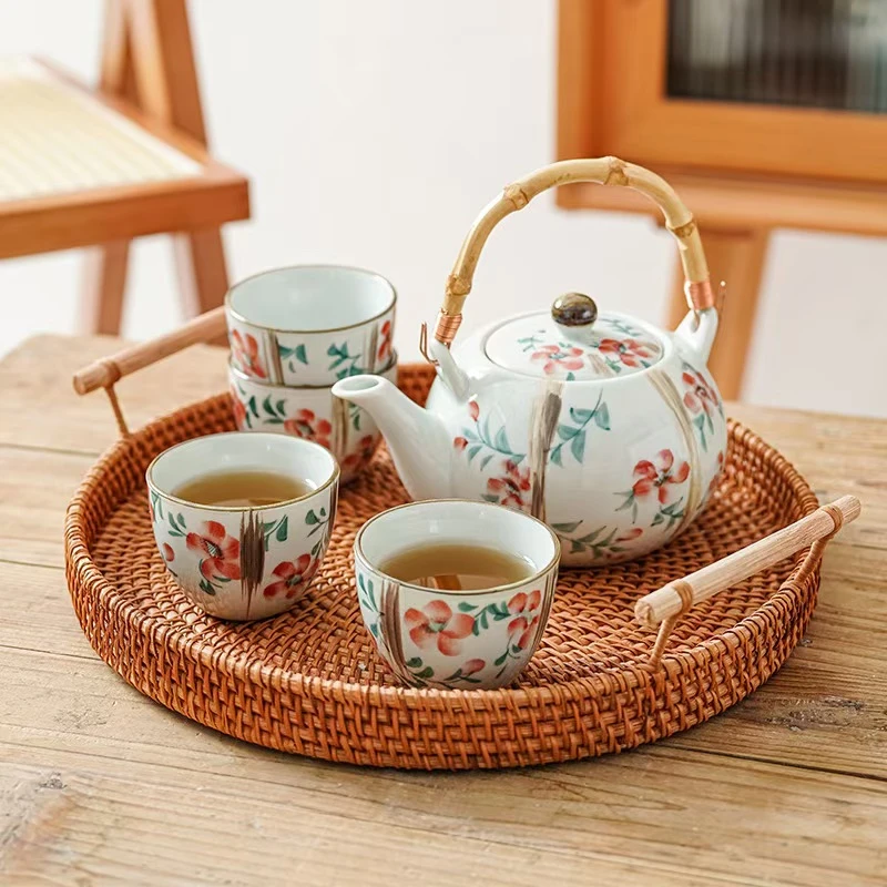 手绘简约秋语田园风茶壶茶杯