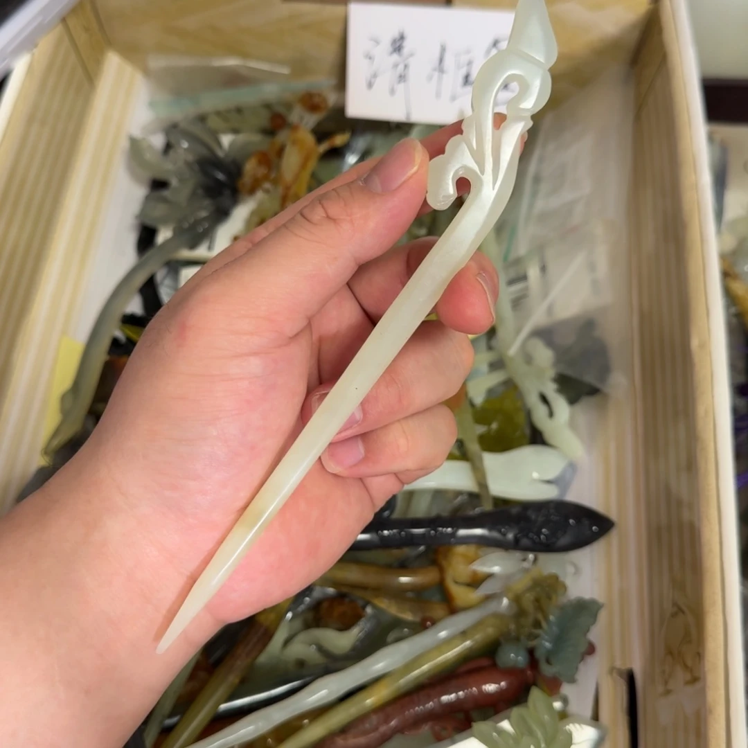 岫玉发饰未镶嵌明君玉簪就是好看