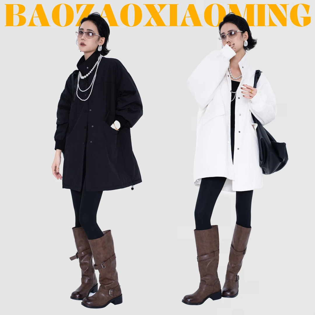 暴躁小明<往后>简约宽松保暖工装风衣抽绳收腰加厚棉服外套/57167