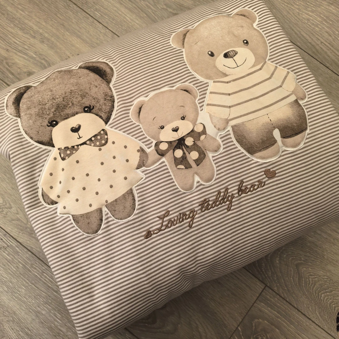 三只小熊咖色条纹被子