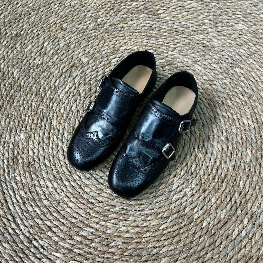 DA水洗经典英伦风雕花孟克鞋