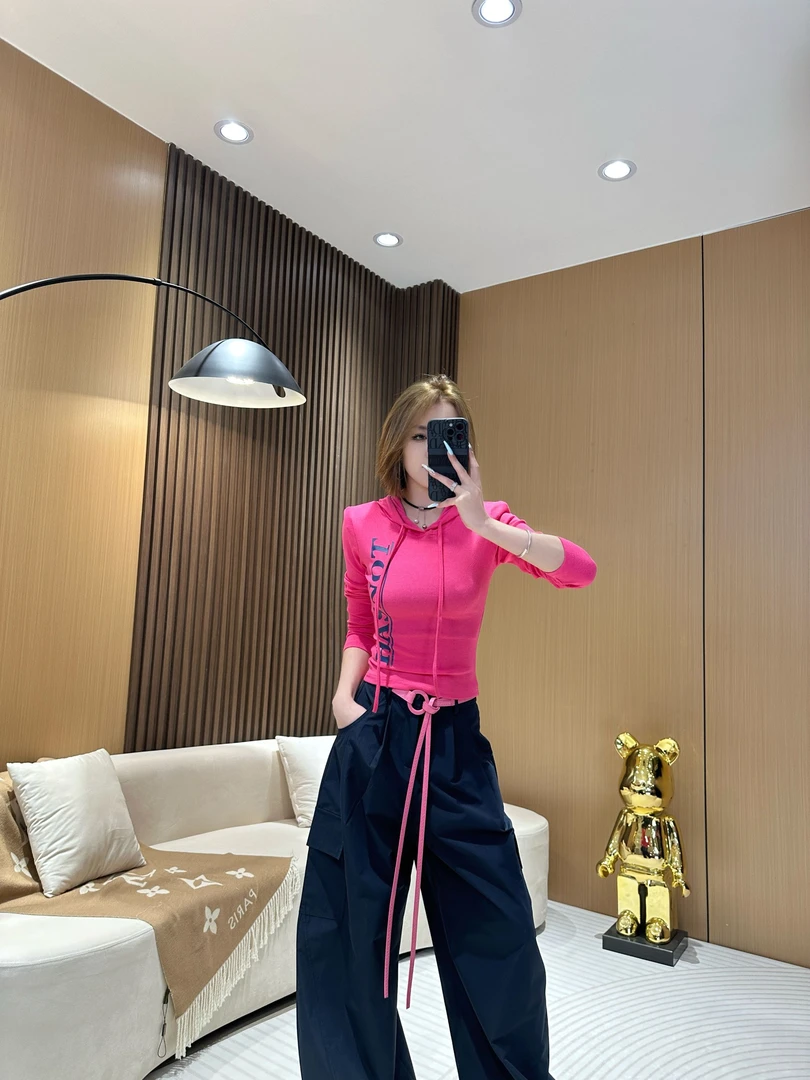 DA6090 连帽字母印花T恤 秋季撞色印花连帽长袖上衣时尚休闲显瘦