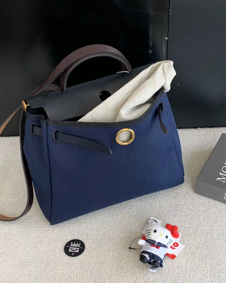 95新 Hermes/爱马仕 深蓝色拼黑herbag31 17308204