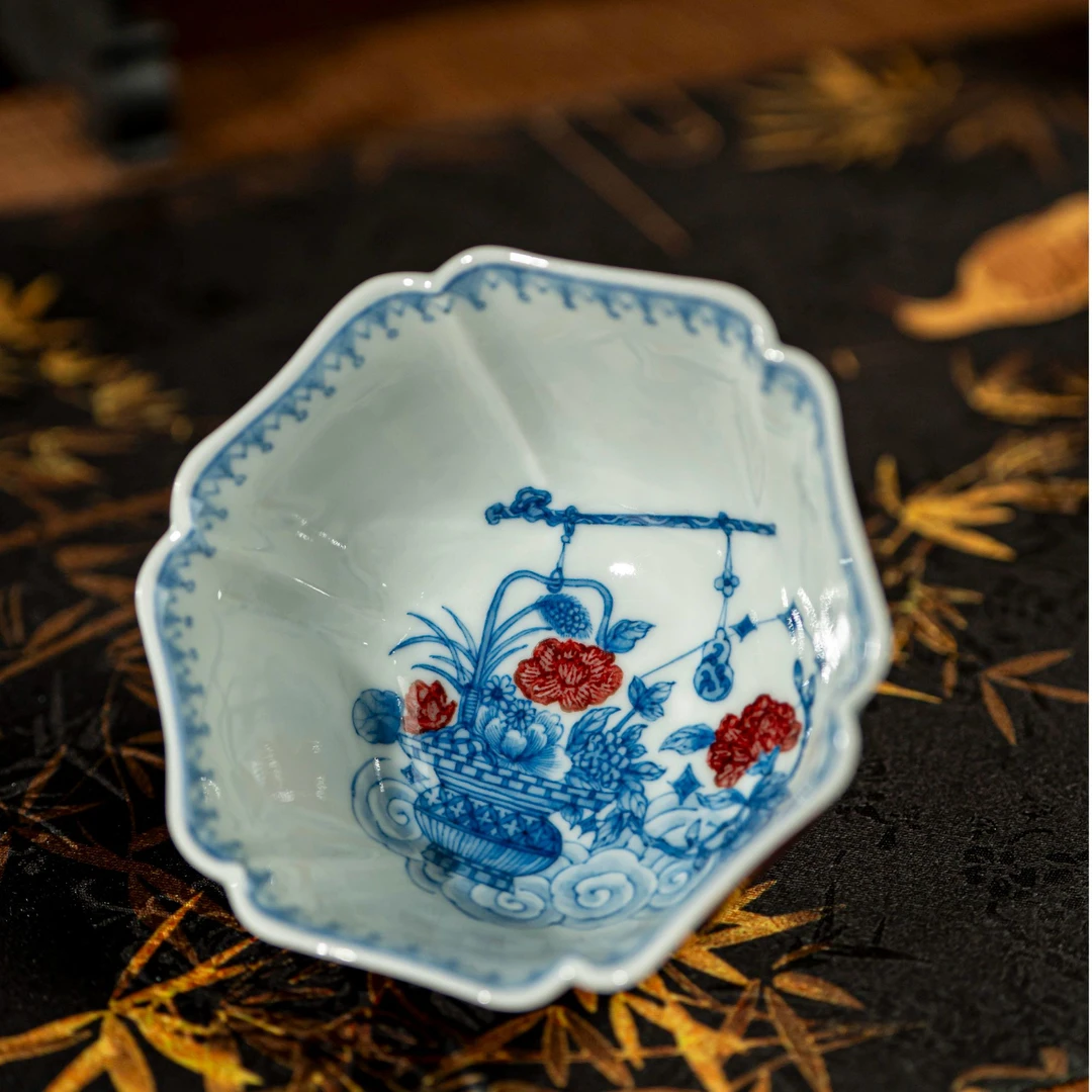 【墨舍名窑】屹朴青花釉里红天秤座杯 yipu1076陶瓷复古