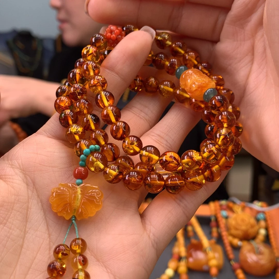 琥珀（花珀）手串未镶嵌天然
