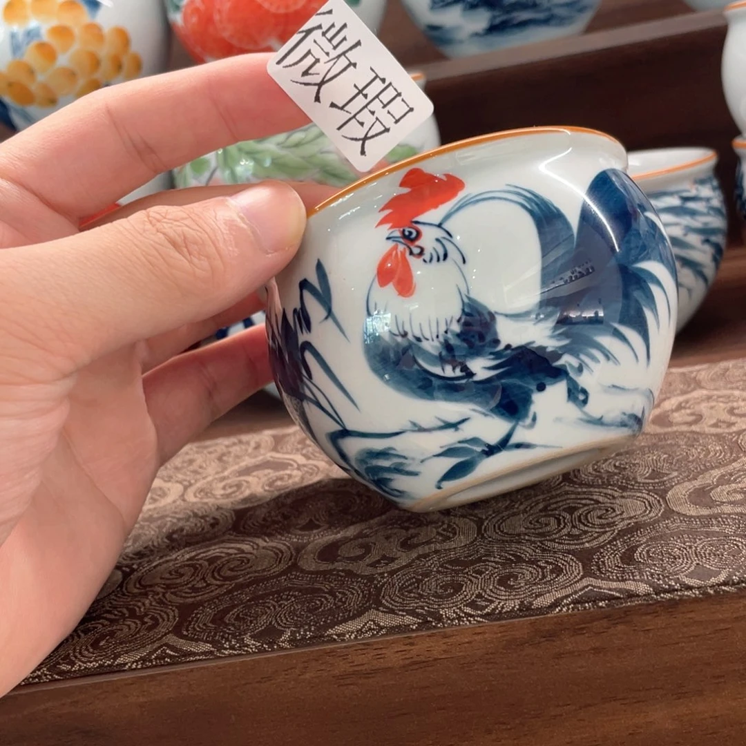 釉下手绘茶具微瑕