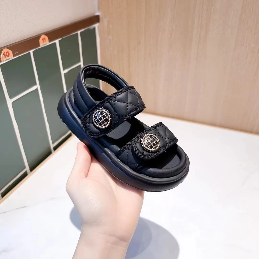 休闲沙滩鞋露趾女夏季凉鞋百搭中童童鞋运动女宝休闲凉鞋