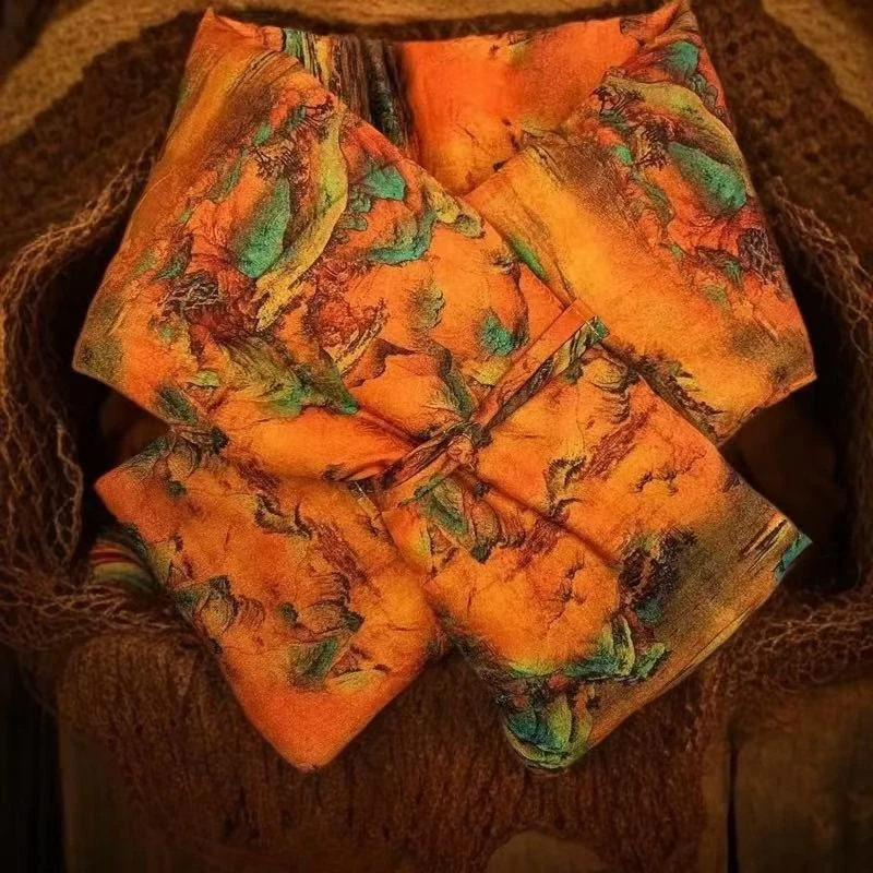 护颈神器冬季围脖防风保暖加厚88*15CM蜀锦材质