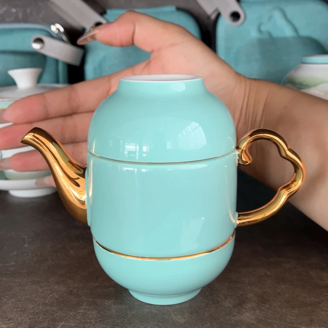 瓷片梅子青茶壶旅行二级