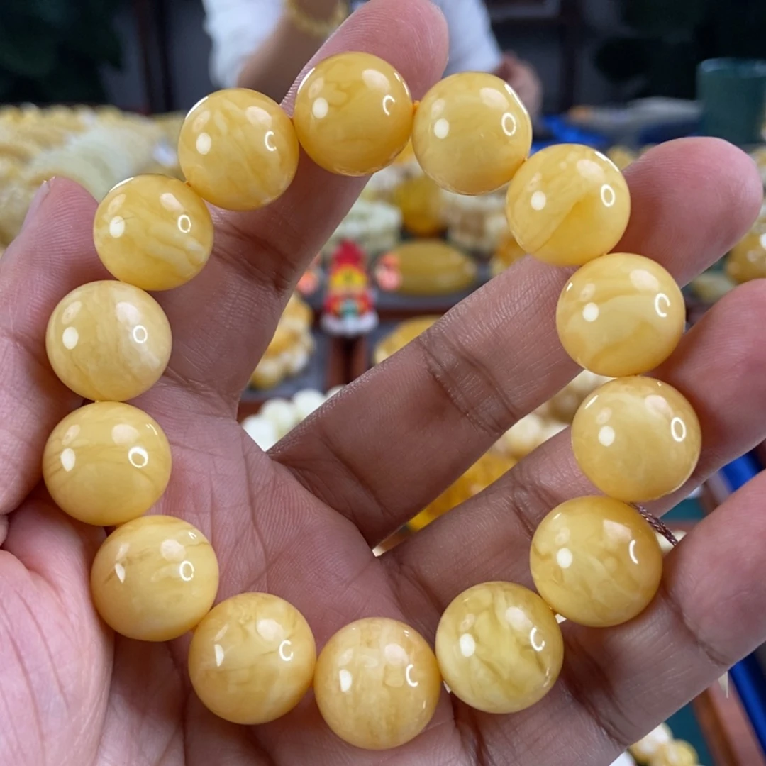 琥珀珠宝奇石未镶嵌16虎皮纹手串32.9