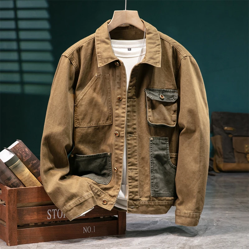 【老炮工匠】2025新款男士休闲外套潮流撞色翻领百搭男款夹克JK729