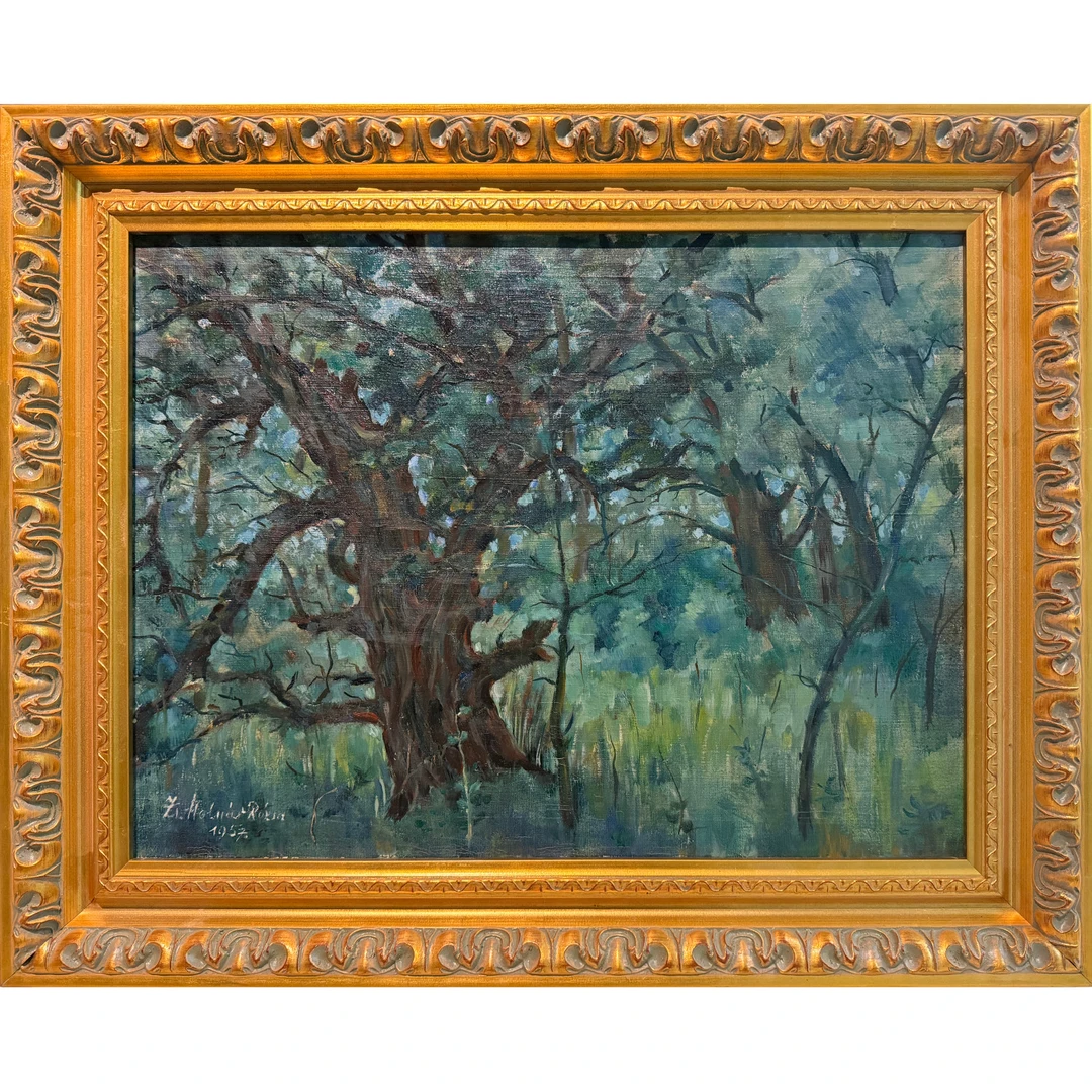 莫尔纳尔·罗泽 《大树下》布面油画 1957年  外框尺寸：62×72 cm