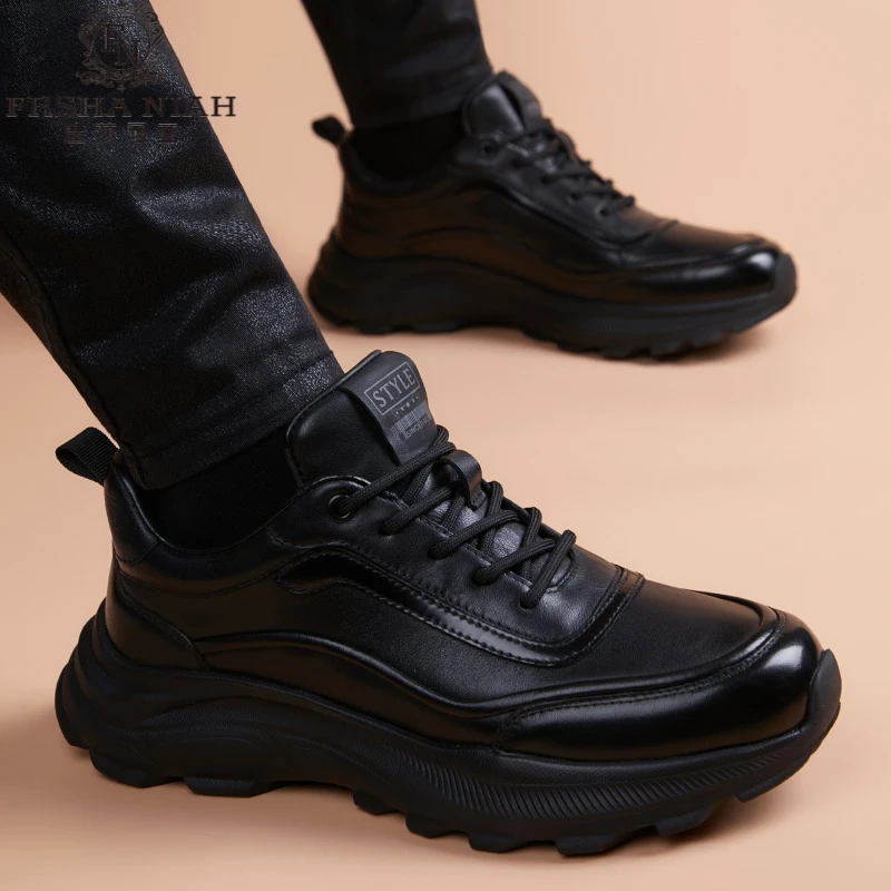 法莎尼亚男鞋新款软底休闲鞋内增高男士潮流轻奢时尚厚底运动板鞋