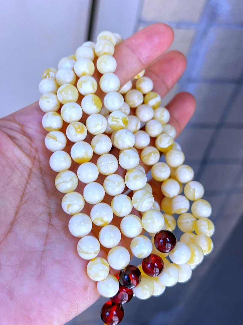 8+俄料瓷白蜡108佛珠