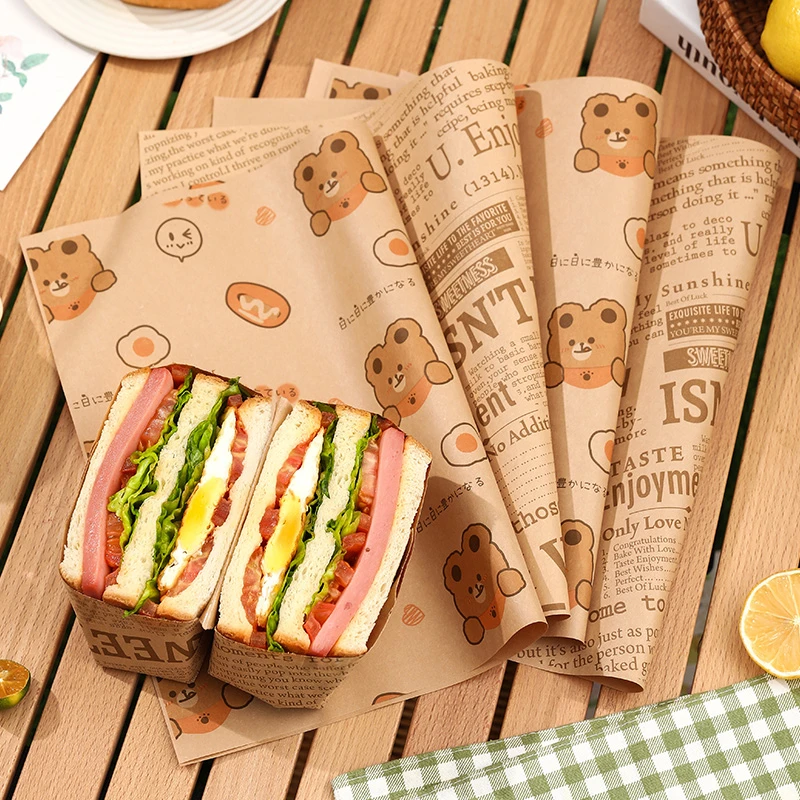 三明治包装纸专用食品级免折叠汉堡早餐饭团手抓饼打包袋