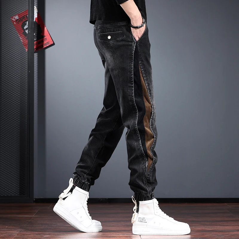 秋冬男复古美式工装束脚牛仔裤哈伦裤2025新款时尚设计炸街休闲裤