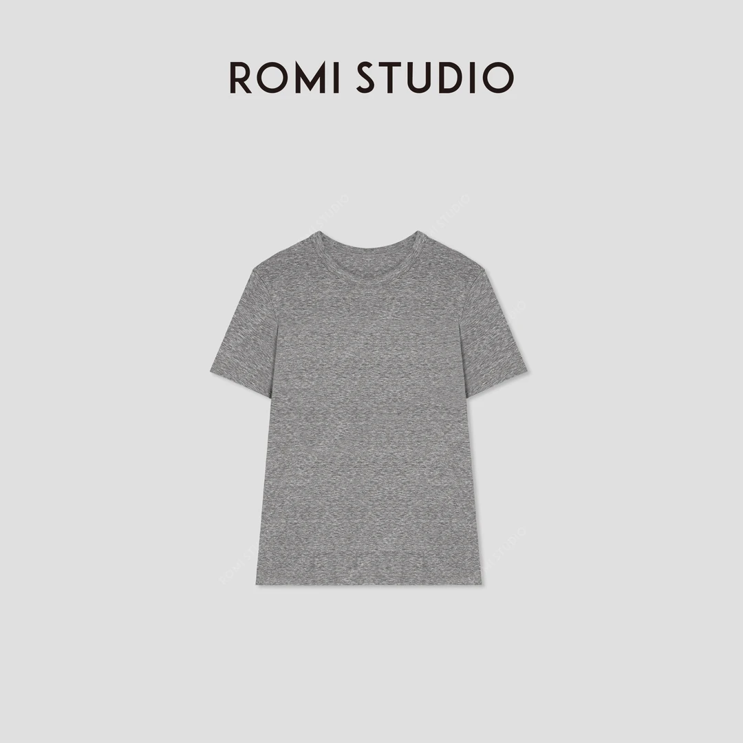 ROMI STUDIO“简约随性”80S棉花纱感弹力肤感圆领短袖T恤 431TS298