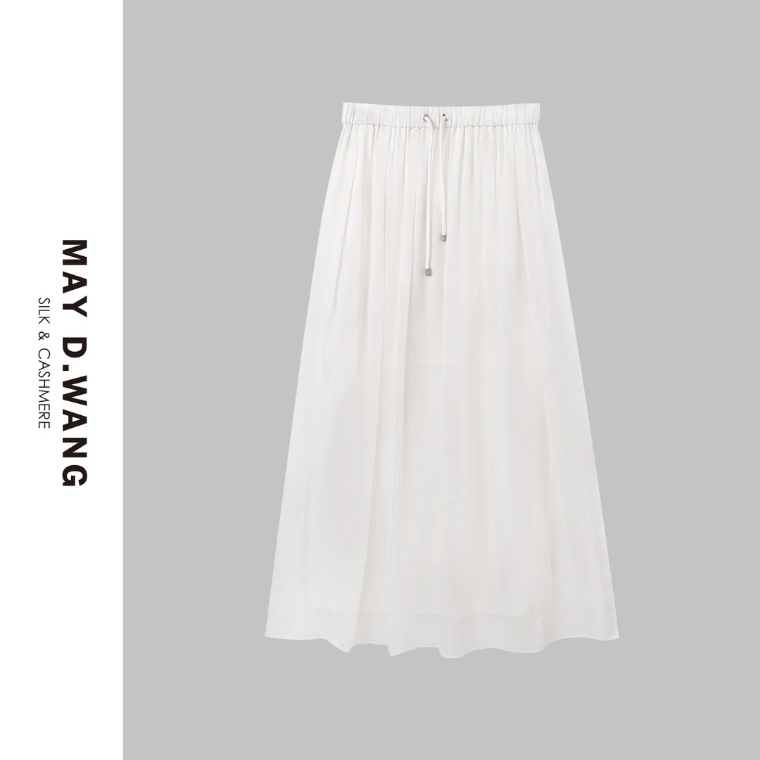 王之造静奢风休闲宽松四季可穿白色半身裙 G2F4001