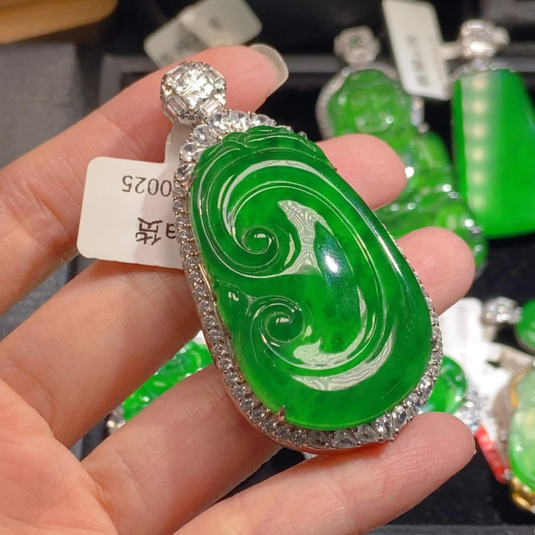 翡翠银S925镶嵌吊坠(不含链)