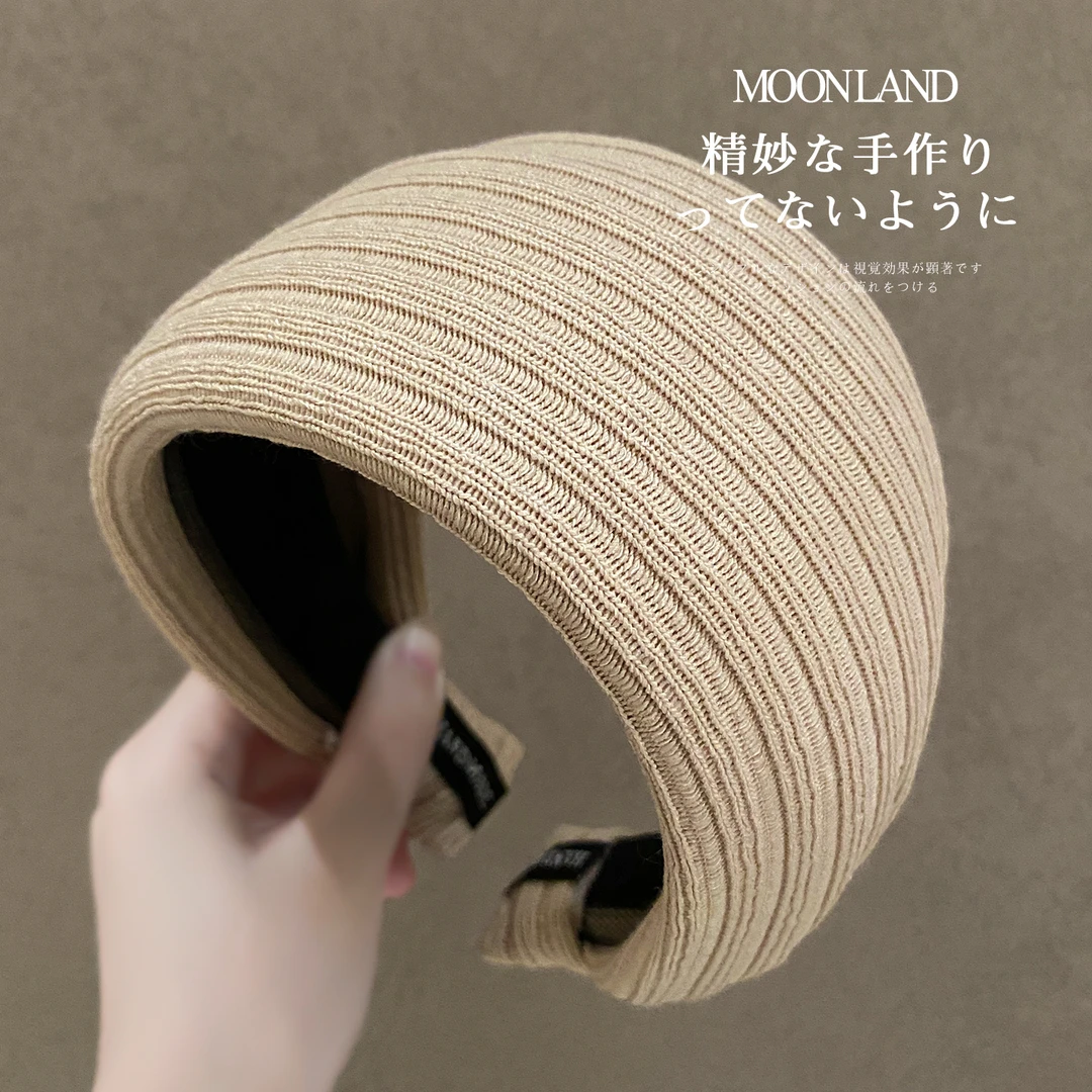 秋冬纯色宽边针织发箍女款高级感洋气时尚发卡日常外戴遮白发头箍