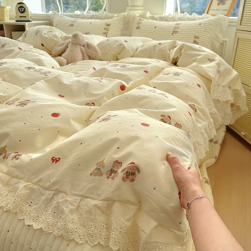 2025新款韩版小清新仙女风A类全棉夹棉床盖四件套
